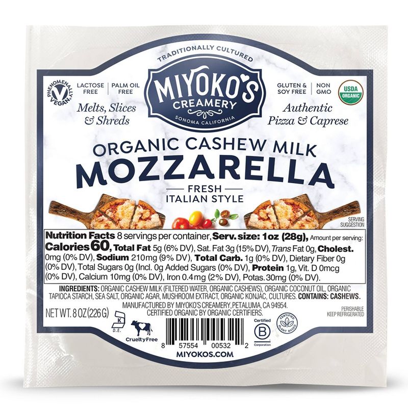 Miyoko&#39;s Creamery Organic Cashew Milk Mozzarella Cheese - 8oz, 1 of 8
