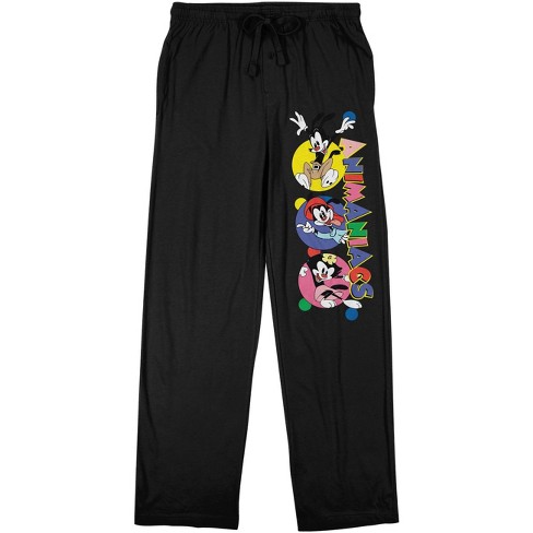 Animaniacs Warner Brothers and Dot Men's Black Sleep Pajama Pants-XL