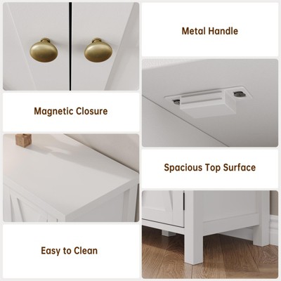 Shoe Storage Cabinet with 3 Door, 4-Tier Freestanding Large Shoe Rack Cabinet for Hallway White