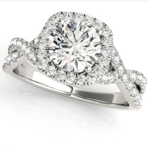 Pompeii3 1 Ct Diamond Cushion Halo Engagement Ring in 14k White Yellow or Rose Gold - 1 of 4