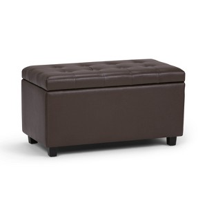 CAVINAS Faux Leather Storage Ottoman Bench,Ottoman with Stitched Design and Nailhead Trim for Living Room,Bedroom - 1 of 4