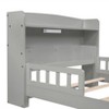DOMETOUR Twin Pine Wood Bed with  Bookcase Headboard ,LED Motion Sensor Light,  Guardrails,Grey - 4 of 4