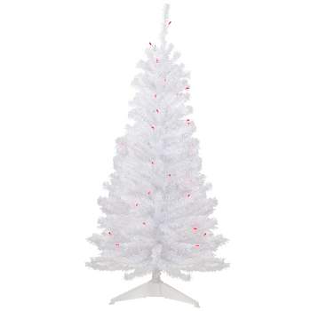 Northlight 4' Pre-Lit Woodbury White Pine Slim Artificial Christmas Tree, Pink Lights