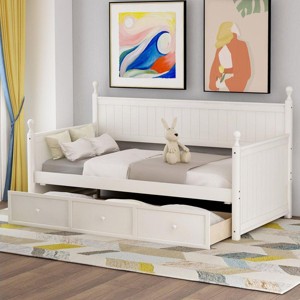 Streamdale Wood Daybed with Three Drawers, Twin Size Daybed, No Box Spring Needed, White - 1 of 4