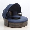 Outdoor Round Daybed Patio Furniture Set with Retractable Canopy, Washable Cushions, and Clamshell Design - 3 of 4