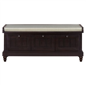 Tramull Classic Shoe Bench with 3 Drawers & Cushion, Fluted Entryway Storage Bench for Hallway, Living Room - 1 of 4