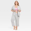 Women's Cloud Knit Short Sleeve Notch Collar Top and Cropped Pants Pajama Set - Auden™ - 3 of 4