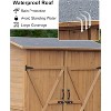 Outdoor Wooden Storage Cabinet with Waterproof Roof, Double Doors, Adjustable Shelving for Garden, Garage, Yard Organization - Green - 4 of 4