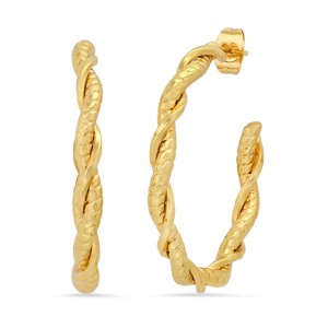 Steeltime Ladies stainless steel twisted cuff hoop earrings. Color Options: Gold, Rose Gold - 1 of 4