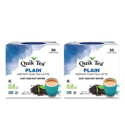 QuikTea Plain Chai Tea Latte - 40 Count (2 Boxes of 20 Each) - Indian Tea