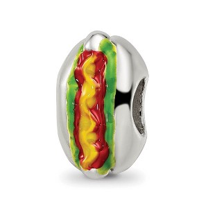 Black Bow Jewelry Sterling Silver Enameled Hot Dog Bead Charm - 1 of 4