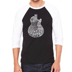 LA Pop Art Men's Raglan Baseball Word Art T-shirt - Rock Guitar Head - 1 of 4