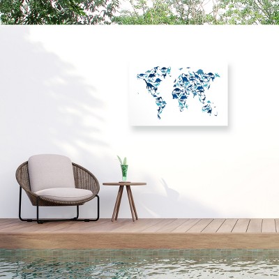 Michael Tompsett Dinosaur World Map Outdoor Canvas Art