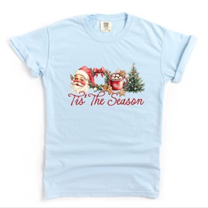Tis' The Season Watercolor - Women's Garment Dyed Graphic T-Shirt - 1 of 4