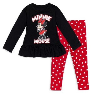 Disney Minnie Mouse Mickey Mouse T-Shirt and Leggings Outfit Set Infant to Big Kid - 1 of 4