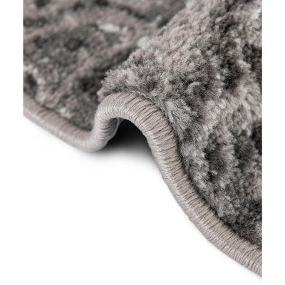 Dark Gray Geometric Pattern Low Pile Area Rug