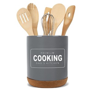 Elanze Designs Dad's Cooking Grey X-Large Cork Bottom Kitchen Utensil Holder - 1 of 2