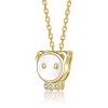 Guili 14K Gold Plated with Mother-of-Pearl & Clear Cubic Zirconia Bear Design Pendant Necklace For Kids - 2 of 2