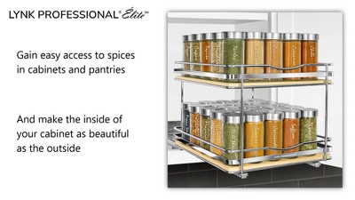Lynk Professional Double Tier Wood and Chrome Spice Rack