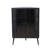 GDFStudio Mia 31.49'' Modern 3-Tier Corner Storage Cabinet with Tempered Glass Doors - 4 of 4