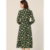 Allegra K Women's Floral Print Bow Tie Neck Long Sleeve Belted Casual Flowy Midi Dress - 4 of 4