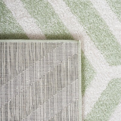Sage and Ivory Geometric Synthetic Area Rug