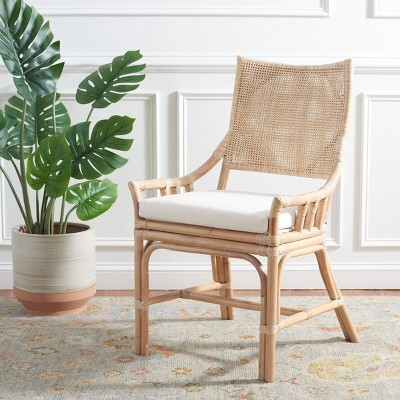 Donatella Transitional Natural White Wash Rattan Armchair with Cushion