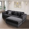 NicBex Couches for Living Room Comfy 3-seat Corner Sofa Corduroy Upholstered Sleeper Sofa Couch with Deep Seat& 6 Pillows - 2 of 4