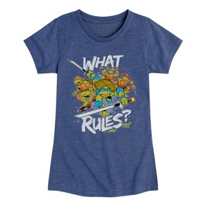 Girls' - Teenage Mutant Ninja Turtles - What Rules? Leo and Brothers Fitted Short Sleeve Graphic T-Shirt - 1 of 4
