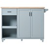 NicBex Kitchen Island on Wheels with Foldable Counter Top, Rotatable Partition, a Drawer, 2 Shelves, Storage Cabinets - 3 of 4