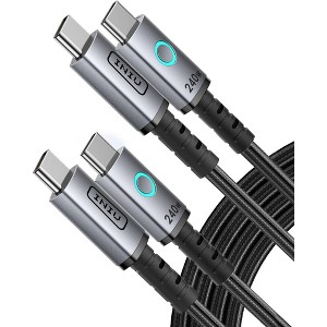 INIU Leopard 6.6' 2-Pack 240W Fast Charging USB-C to USB-C Braided Nylon Cable - Black - 1 of 4