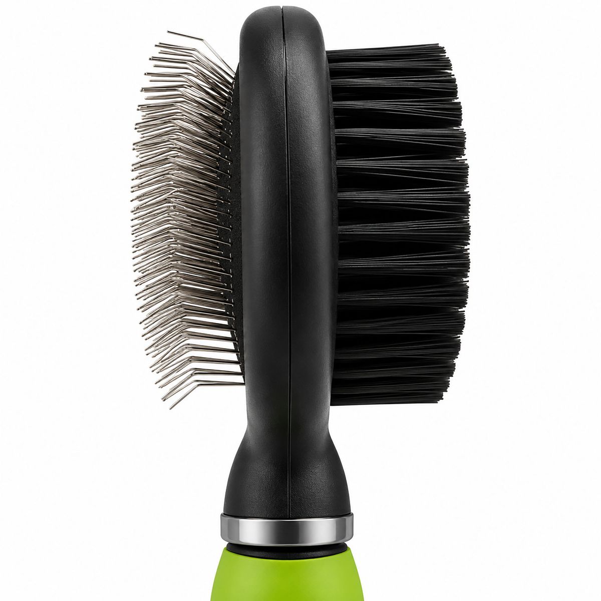 Pet Life Flex Series 2-in-1 Dual-Sided Slicker and Bristle Grooming Pet Brush, Green - thumbnail 5