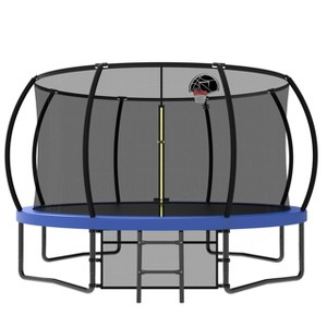 Okak 10/12/15FT UV-Protected Outdoor Trampoline, Trampoline with Basketball Hoop, Enclosure Net and Ladder, Kids Trampoline for Yard, Patio - 1 of 4