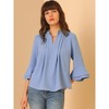 INSPIRE CHIC Women's Ruffle 3/4 Bell Sleeve Top V-Neck Casual Swiss Dots Blouse Shirts - 2 of 4