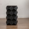 Vynxaria Retro Side Table ?¡§C 23.62" Height, Three-Dimensional Embossed Pattern, Black Finish - 4 of 4