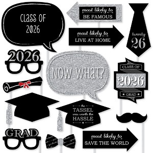 Big Dot of Happiness Silver Graduation Party - 2026 Grad Photo Booth Props Kit - 20 Count - 1 of 4