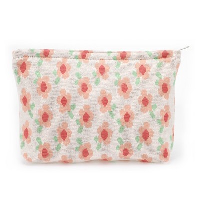 Unique Bargains Women Portable Floral Makeup Bag Pink 1 Pc