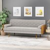 Adelaide Mid-Century Modern Tufted Sofa with Rolled Accent Pillows, Gold-Tipped Rubberwood Legs & Diamond Stitching - 2 of 4