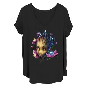 Women's Marvel: Guardians Of The Galaxy Flower Baby Groot T-Shirt - 1 of 4