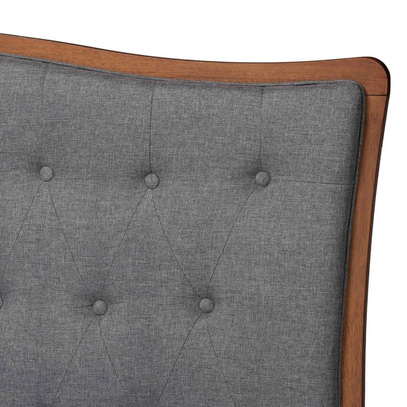 Baxton Studio Queen Sereno Fabric and Wood Platform Bed Gray/Walnut Brown, 5 of 9