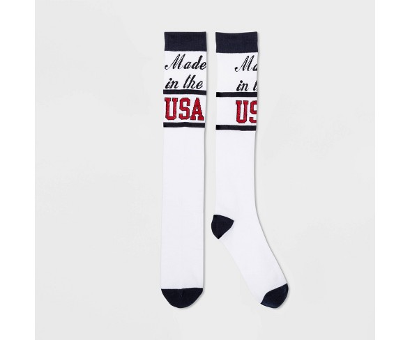 Women's "Made In The USA" Knee High Socks - White One Size