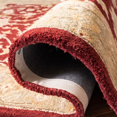 Hand-Tufted Red and Moss Wool Rectangular Accent Rug, 2' x 3'