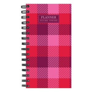 TF Publishing 2025 Weekly/Monthly Planner 6.5"x3.5" Pink Plaid: Pocket Calendar, Small Spiral Bound, All Ages - 1 of 4