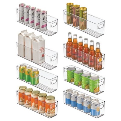 mDesign Plastic Kitchen Pantry Storage Organizer Bin with Handles, 8 Pack, Clear