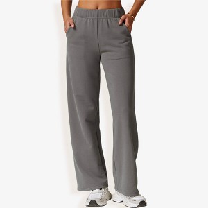 Anna-Kaci Active Women's Elastic Waist Wide Leg Sweatpants with Pockets for Lounge and Casual Wear - 1 of 4