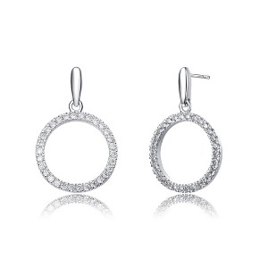 Gorgeous Rhodium-Plated Halo Stud Earrings Adorned with Cubic Zirconia for a Dazzling and Elegant Touch - 1 of 3