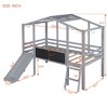 Bellemave Twin Size Loft Bed with Ladder and Slide, House Bed with Blackboard and Light Strip on the Roof,Gray - 2 of 3