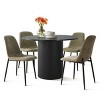 5-Piece 41.5" Dining Set for 4,Pedestal Black Round Dining Table with 4 Armless Dining Chair for Living Room,Dining Room,Farmhouse-Tanpinhause - 2 of 4