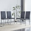 TiramisuBest 4 or 2 Piece Armless Dining Chairs Set Grid Quilt Stud Detail Metal Legs Vintage Modern Kitchen Room Fast 10 Min Assembly - 2 of 4