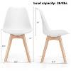ADILE Modern Dining Chairs w/Padded Seat Wood Legs, Set of 4, White - 3 of 4